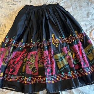 Pinup Couture Black Musical Print Midi Skirt
